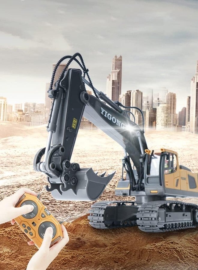 Junona RC Excavator 11 Channel RC Excavator Alloy Engineering Truck Vehicle Bulldozer Model Toy, Metal Shovel,1/20 Scale Remote Control Construction Vehicles 2.4Ghz boy Toy Gift for Kids and Adults - Image 2